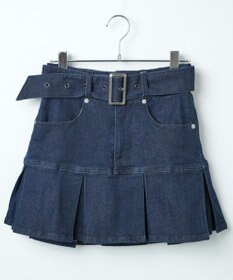 WEGO ベルト付デニムプリーツスカパン
