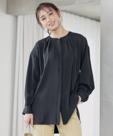 Tiaclasse 【洗える】とろみシャツチュニックブラウス