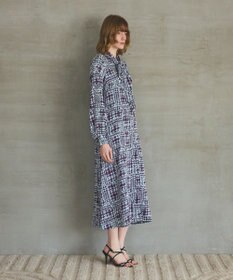 GRACE CONTINENTAL チェックプリントボウ付ワンピース