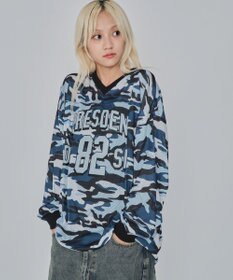 WEGO 【ユニセックス着用ITEM/MLサイズ展開】カモフラナンバリングホッケーT（LS）