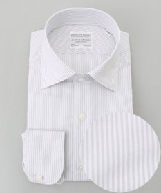 GOTAIRIKU 【形態安定】PREMIUMPLEATS_セミワイドカラー 通年ドレスシャツ_ストライプ(25年春夏モデル) ライトグレーストライプ