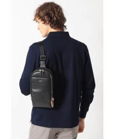 DAKS レザー×ハウスチェックディテール フラップショルダーバッグ