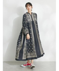 CRAFT STANDARD BOUTIQUE パネル柄ウエスト切り替えボリュームワンピース