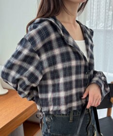 WEGO チェックショートフードシャツ