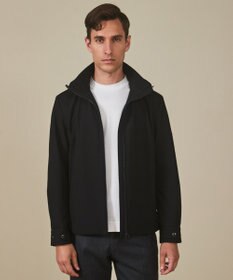 GOTAIRIKU 仕事で着られる【シワになりにくい/洗える/ストレッチ/吸水速乾】バブルテック フーデッドブルゾン ブラック系