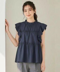 Feroux 【洗える】ペプラムシルエットフリルブラウス