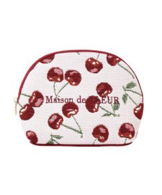Maison de FLEUR チェリー柄ゴブランラウンドポーチ