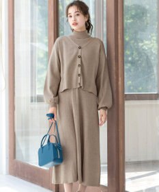 Tiaclasse 【洗える】大人上品なニットカーデ＋ワンピースセット