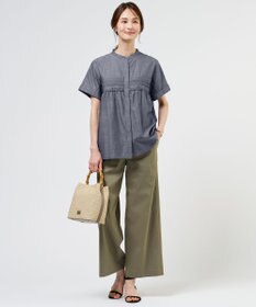 J.PRESS LADIES S 【人気素材】セルロースリネンストレッチ セミワイド パンツ