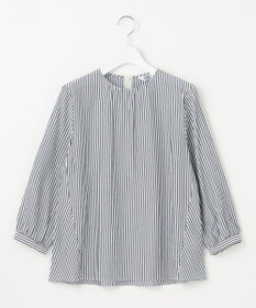 J.PRESS LADIES S 【洗える】コットンアセVis ストライプ クルーネック ブラウス