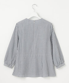 J.PRESS LADIES S 【洗える】コットンアセVis ストライプ クルーネック ブラウス