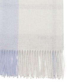 MOONBAT FURLA ウール混ラメ入りブロックチェックストールマフラー／幅50cm