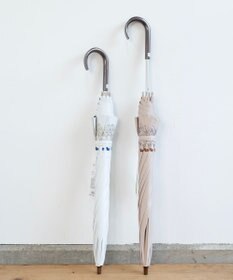 AND WOOL 〈一級遮光生地・晴雨兼用〉スミレ刺繍の日傘 （長傘タイプ）