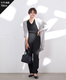 Tiaclasse 【洗える】パフスリーブ透かし編みニットトップス