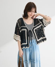 Green Parks ・ＥＬＥＮＣＡＲＥ　ＤＵＥ　カギ針風レースカーデ