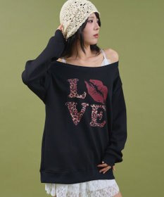 WEGO レオパードロゴオフショルSWT