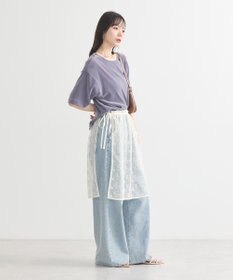 earth music&ecology フラワー刺繍レイヤードスカート