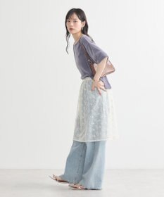 earth music&ecology フラワー刺繍レイヤードスカート