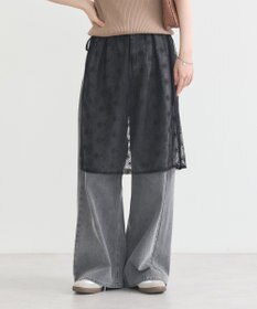 earth music&ecology フラワー刺繍レイヤードスカート