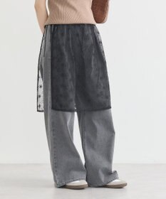 earth music&ecology フラワー刺繍レイヤードスカート