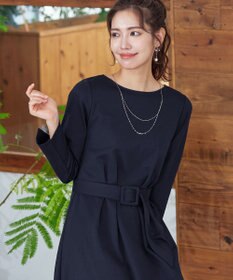 Tiaclasse 【GOLD LABEL・洗える】パールボタン付きポンチワンピース