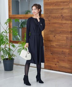 Tiaclasse 【GOLD LABEL・洗える】パールボタン付きポンチワンピース