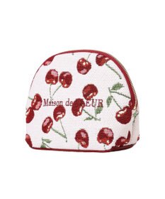Maison de FLEUR チェリー柄ゴブランラウンドポーチ