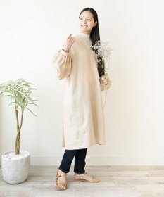 洗える/リネン/草木染め】ボリュームパフスリーブ リネンワンピース  