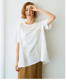 YECCA VECCA 【DOLL UP OOPS】異素材切替フレアートップス