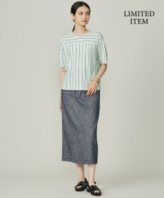 自由区 S 【WEB限定・洗える】ストライプハイゲージジャージー カットソー