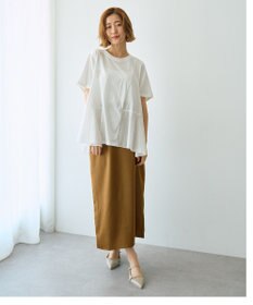 YECCA VECCA 【DOLL UP OOPS】異素材切替フレアートップス