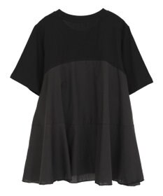 YECCA VECCA 【DOLL UP OOPS】異素材切替フレアートップス