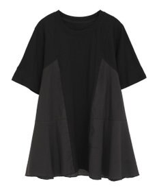 YECCA VECCA 【DOLL UP OOPS】異素材切替フレアートップス