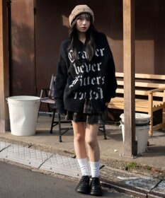 WEGO シャギーグラフィックZIPパーカー