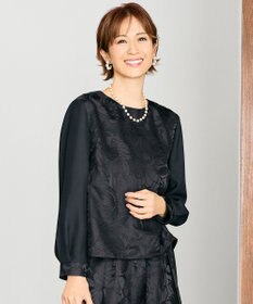 自由区 L 【カタログ掲載・セットアップ対応】フラワーオパールプリントブロッキング ブラウス