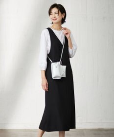 J.PRESS LADIES L 【洗える・イージーケア・UVカット・接触冷感】 ストレッチバックサテンジョーゼット ジャンパースカート