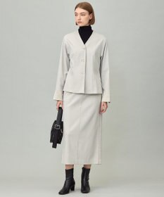 ICB 【CLASSY.掲載・裏起毛】 ウォームサテン Iラインスカート