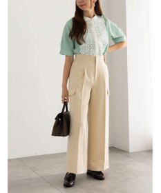 Te chichi 【WEB限定カラーあり】フロントレース5分袖ブラウス