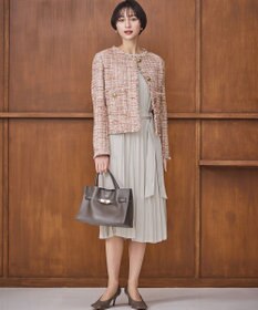 23区 L GIOLICAツイード ノーカラー ボタン ジャケット