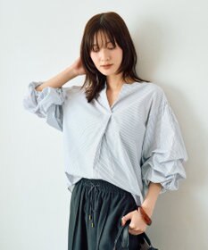 YECCA VECCA タックスリーブスキッパーブラウス