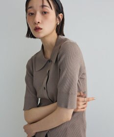 Green Parks ポロ襟5分袖リブニット