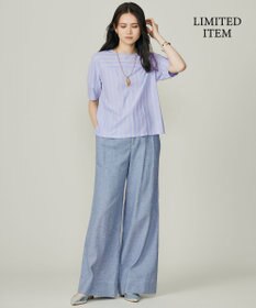 自由区 【WEB限定・洗える】ストライプハイゲージジャージー カットソー