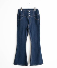 WEGO ハイウエストストレッチデニムフレアパンツ