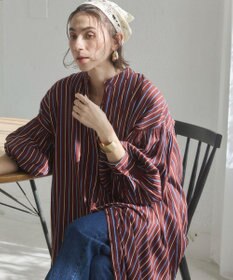 WEGO 【ANGIE VINTAGE】ボリュームスリーブ バンドカラー シャツワンピース