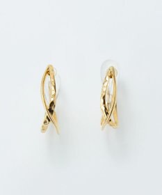 Phoebe 〈シリーズ累計販売10000点突破！〉〈痛くないシリーズ/金属アレルギー対応〉クロスフープクリスタルループフィットイヤリング　ゴールド