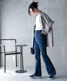 WEGO ハイウエストストレッチデニムフレアパンツ