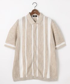 JOSEPH ABBOUD 【イタリア糸使用/清涼感/軽い/洗える】ペーパーヤーンムリネ ニット シャツ