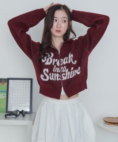 WEGO フラッフィーグラフィックジャガードニットZIPパーカー