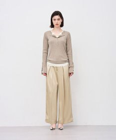 uncrave シャイニーダブルサテン ワイドパンツ