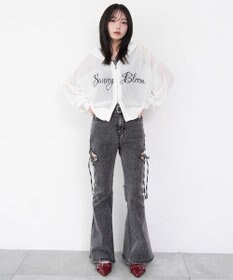 WEGO 刺繍ロゴメッシュニットパーカー
